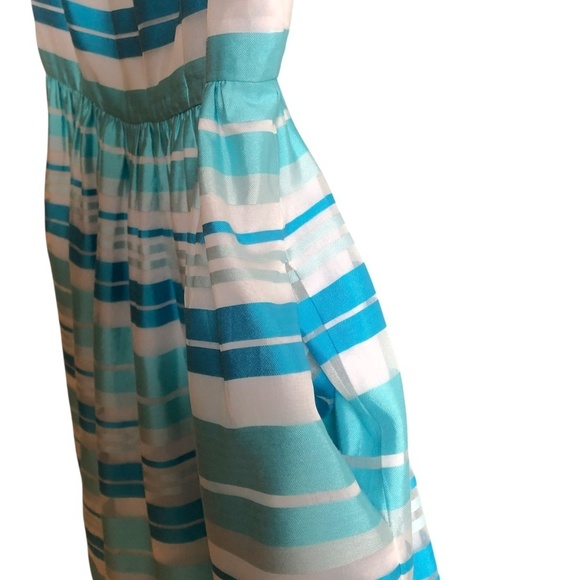 Lilly Pulitzer Kiera Fit & Flare Dress 12 Blue Aqua Stripe Print - Picture 13 of 16